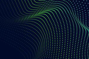 Abstract molecule flowing dots particle wave blue and light green. Technology, biology, science and dynamic illustration concept. vector