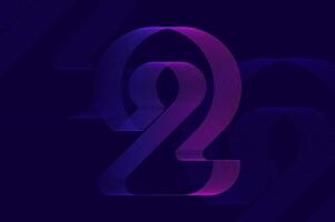 Futuristic retro numeric design glitch efffect with line pattern number 2 two. vector