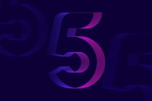 Futuristic retro numeric design glitch efffect with line pattern number 5 five vector