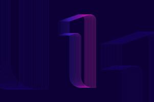 Futuristic retro numeric design glitch efffect with line pattern number 1 one. vector