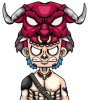 A cartoon character with bull helmet png