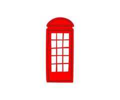 A charming hand-drawn illustration of a classic red telephone booth. Minimalist flat style with clean lines and vibrant colors. London, vintage, communication. vector