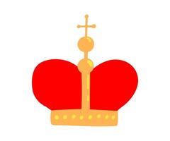 A cute hand-drawn illustration of a royal crown in a flat style. Minimalist design with elegant details and a regal feel. London, monarchy, royalty. vector