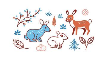 cute bunny in spring element vector