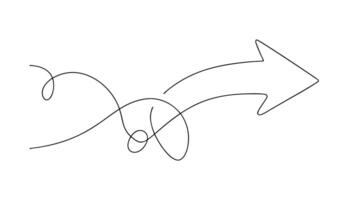 A single continuous arrow pointing right, preceded by abstract swirls. Simple, minimalist design ideal for various uses. vector
