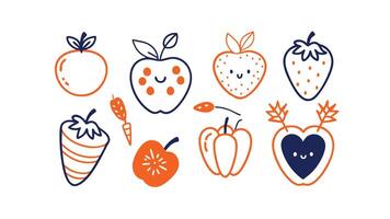 Summer Fruits Watermelon, Strawberries, Raspberries, and Oranges vector