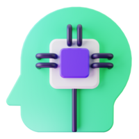 3D Render Innovative AI Brain Chip Design for Tech Solutions png