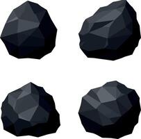 Black angular rocks in a minimal, geometric style showcasing texture and form in a clean, modern composition of art vector