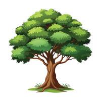 a flat illustration of a tree and grass with a white background vector