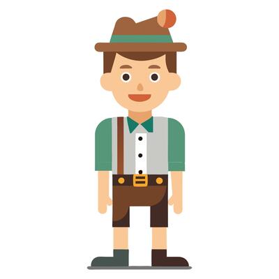 a flat illustration of a cartoon wearing traditional oktoberfest costume art