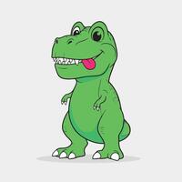 a cartoon t - rex dinosaur standing with its tongue out vector