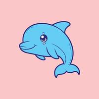 a cartoon dolphin on a pink background vector