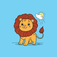 a cartoon lion standing in front of a blue background vector