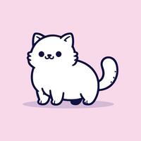 a white cat with a pink background vector
