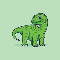 a cartoon dinosaur with a green background vector