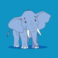 an elephant with tusks standing on a blue background vector