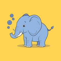 an elephant is standing in front of a yellow background with soap bubbles vector
