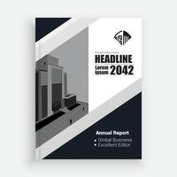 a black and white brochure with a building in the background vector