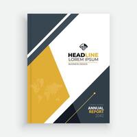 a business annual report template with a yellow and black design vector