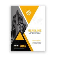 a business report template with a yellow triangle vector