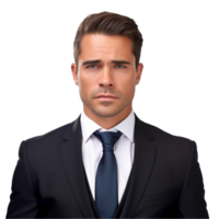 Man wearing a suit and tie. isolated on transparent background png