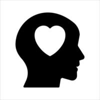 Head heart Icon, Symbol isolated white background. illustration. color editable. vector