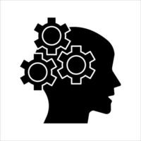 Human head with gear Icon Symbol isolated white background. illustration. color editable. vector