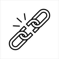 Broken link, icon.Symbol isolated white background. illustration. color editable. vector