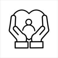 Hands Hugging Heart icon.Symbol isolated white background. illustration. color editable. vector