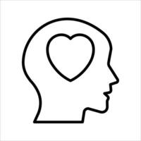 Head heart Icon Symbol isolated white background. illustration. color editable. vector