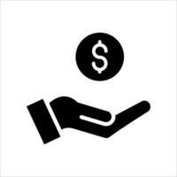 Hand holding dollar icon.Symbol isolated white background. illustration. color editable. vector