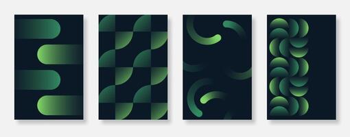 Set of elegant and modern gradient poster design background. Minimalis cover with green perspective geometric prism shapes. Suitable for banner, card vector