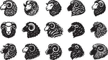 Sheep Head Set Illustration On White Background EPS 10 vector