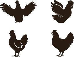 Chicken silhouette Set Illustration On White Background vector