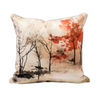 A pillow with a tree texture. isolated on transparent background png