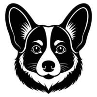 A black and white image of a dog's head vector