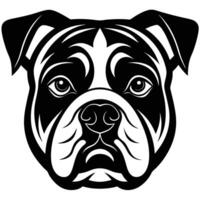 A black and white dog head with a large nose vector