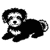 A black and white dog on a white background vector