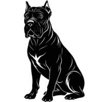 A black and white drawing of a dog sitting vector