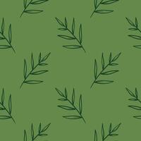A drawing of a pattern of green leaves on a color background vector