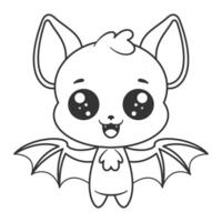 Cute bat standing and flapping its wings, for coloring vector