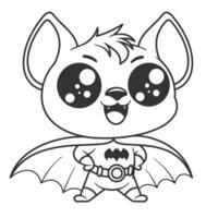 Cute bat happy to be a hero, for coloring vector
