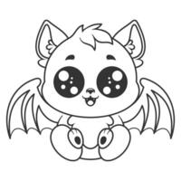 The bat feels happy and smiles, for coloring vector