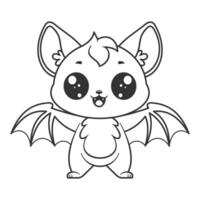 Cute bat standing and smiling, for coloring vector