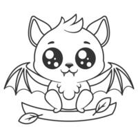 Bat sitting on a tree branch, for coloring vector