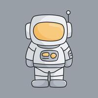 standing astronaut character in outline flat design vector