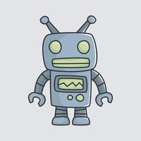 robot machine character in outline flat design vector