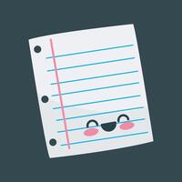 single paper with face cartoon character in flat design vector