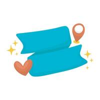 GPS and love text label in flat design vector