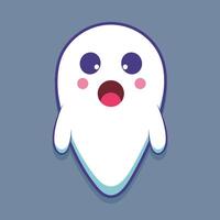 cute ghost character in outline flat design vector